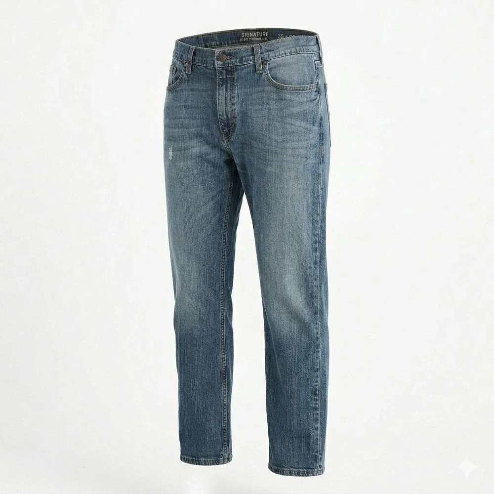 Signature by Levi Strauss & Co. Men's Straight Fit Jeans Size 38x32 Medium‎ Wash